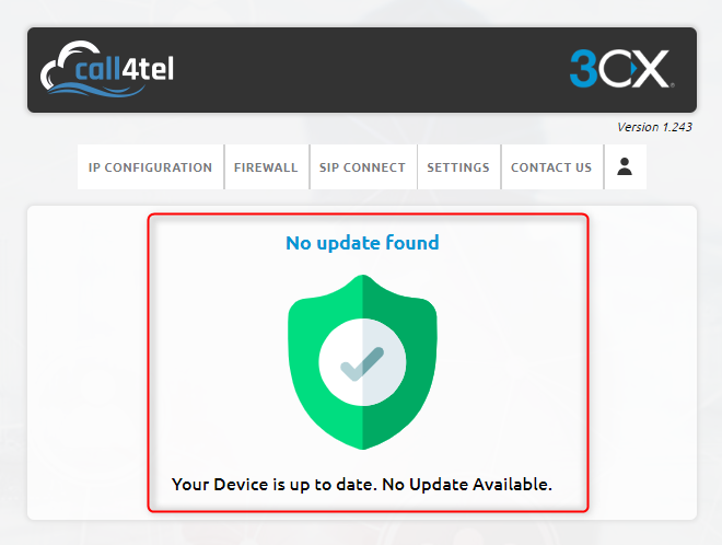 Your Call4tel Device is fully updated.